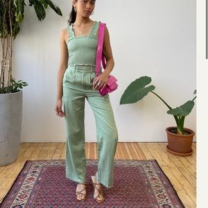 charlie holiday sonny sage green high waist wide leg trouser pants size small